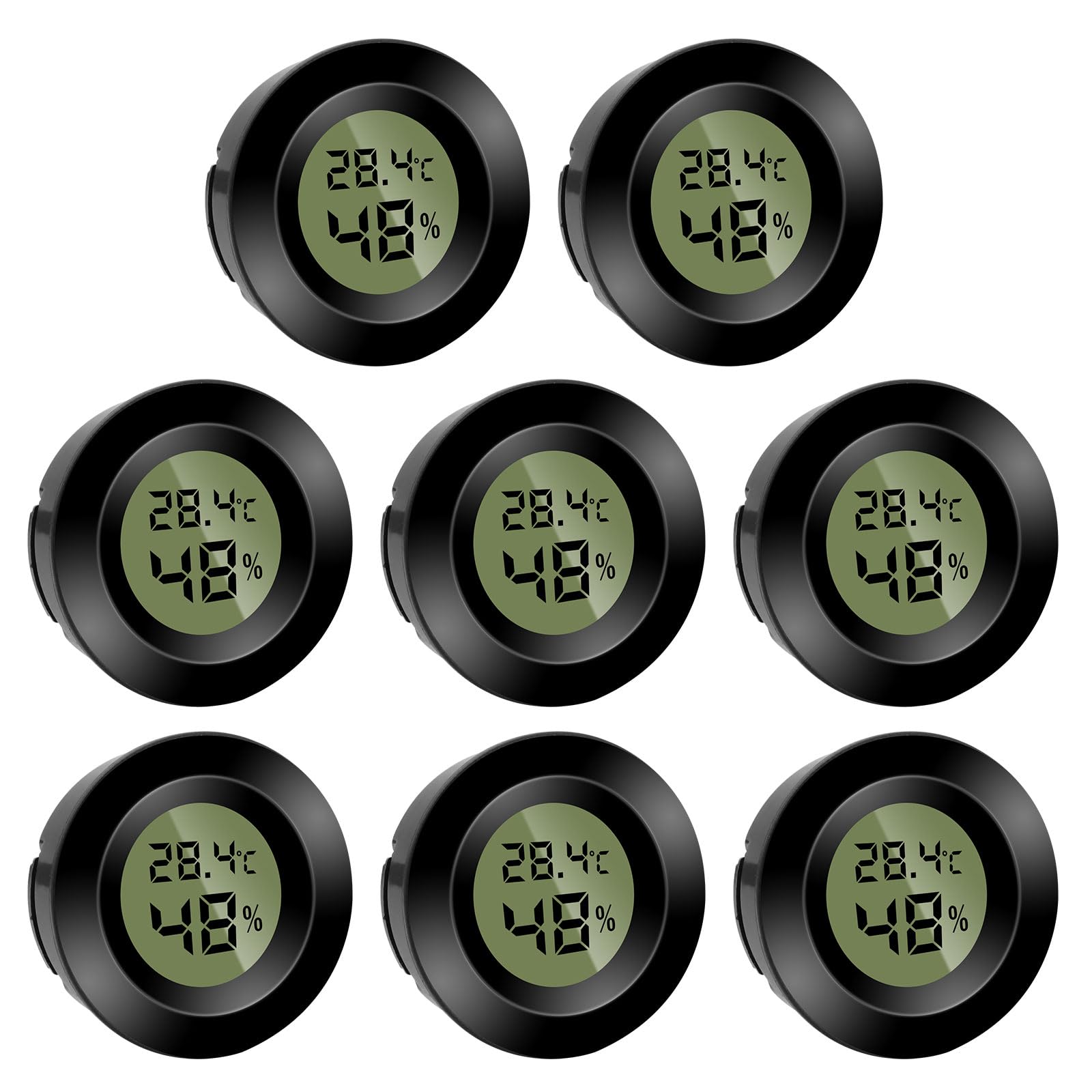 3 Stück Mini Digital Hygrometer Thermometer Rund Luftfeuchtigkeitsmessgerät Temperatur Feuchtemessgerät Fahrenheit (℉) or Celsius(℃) für Innenraum Büro Wohnzimmer (Batterien Enthalten)