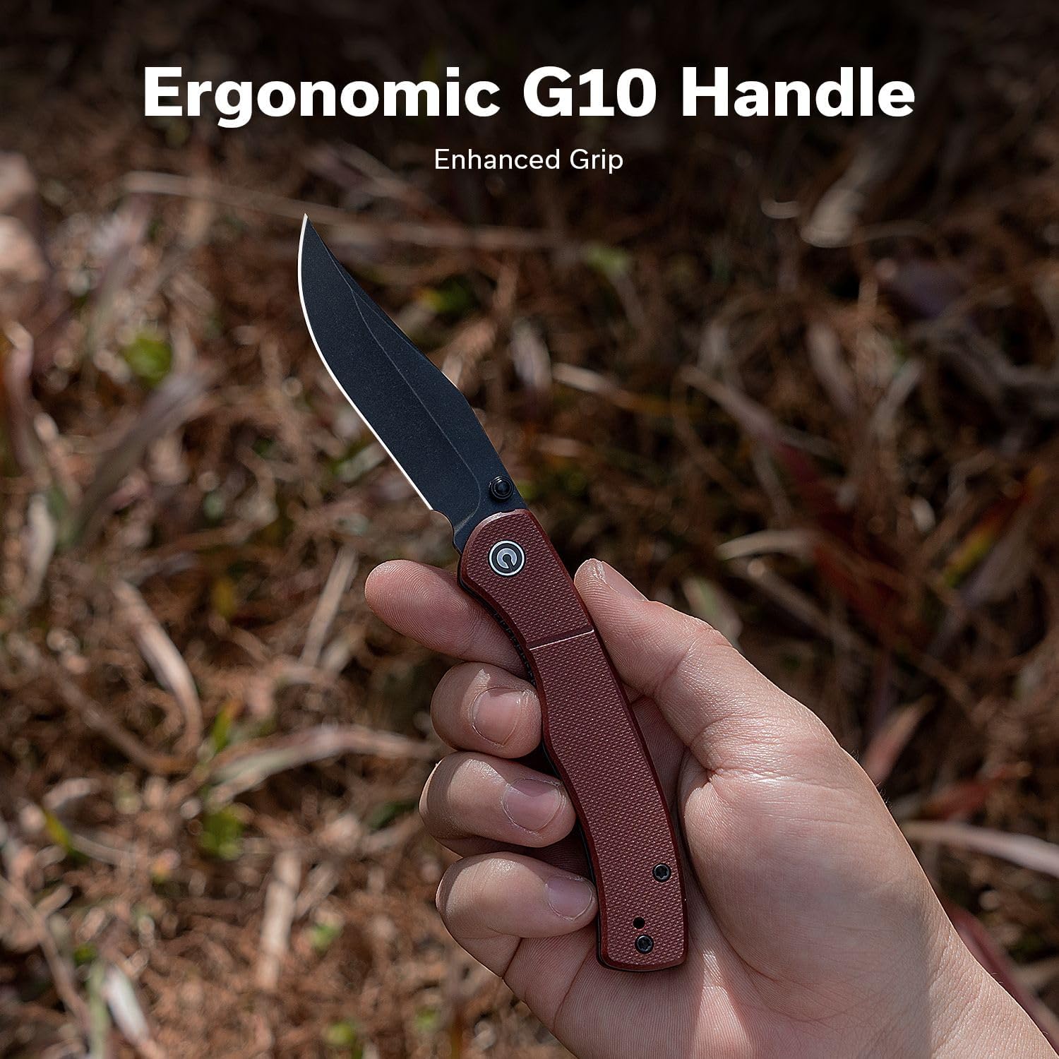 CIVIVI Clingman EDC Pocket Folding Knife with Titanium Reversible Clip, 2.99" Nitro-V Blade G10 Handle Liner Lock Knife, Gift for Men Women C23065-2 (Burgundy)