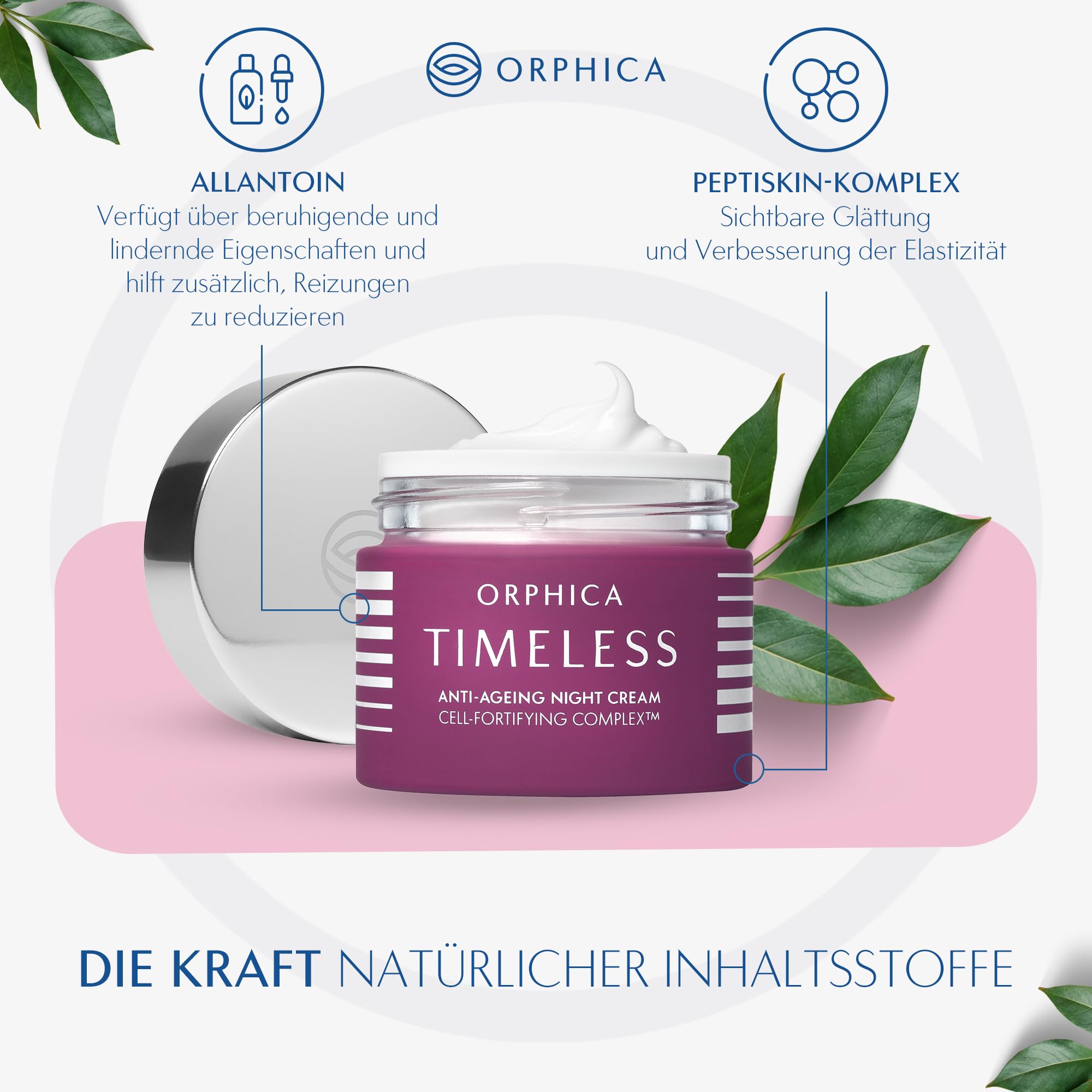 Orphica Timeless Anti-Aging-Nachtcreme 50 ml - Regenerierende Nachtpflege für Frauen - Feuchtigkeitsspendende Gesichtspflege - Straffende Creme gegen Hautalterung und Falten