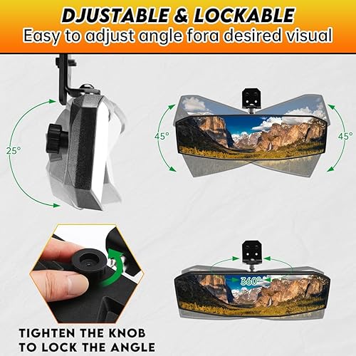 Vista 3 de Espejo retrovisor trasero para Ranger, SHEJISI Nuevo 2023 Espejos UTV, Compatible con 2017-2023 Polaris Ranger 500 570 900 XP 1000 XP/Crew/EPS