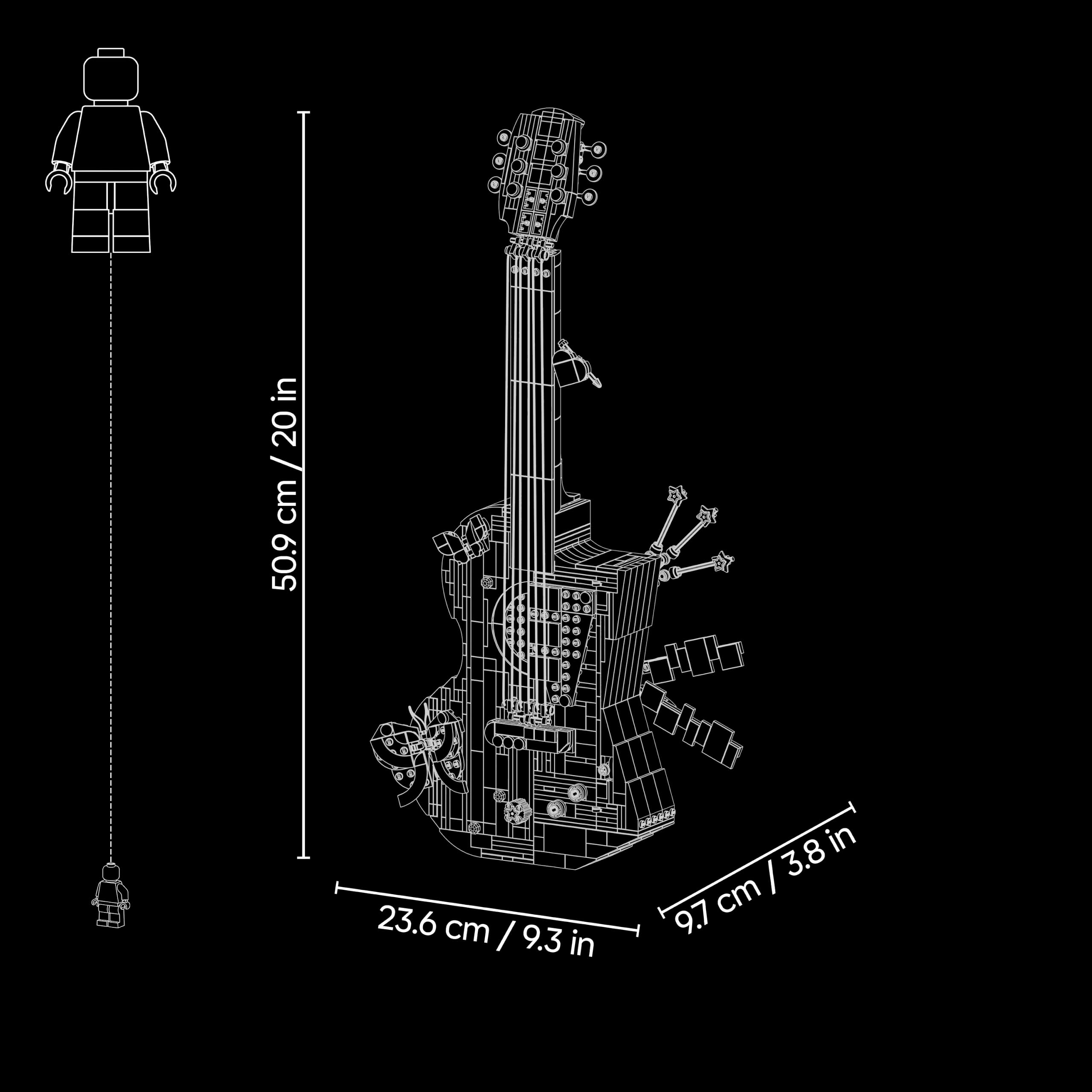 LEGO Editions Olivia Rodrigos Gitarre - 3D Modellbau mit 2 Minifiguren, Sternen & Schmetterlingen - Zimmer Deko - Musik Geschenk für Mädchen, Jungen ab 14 Jahren und Teenager Fans - 43031