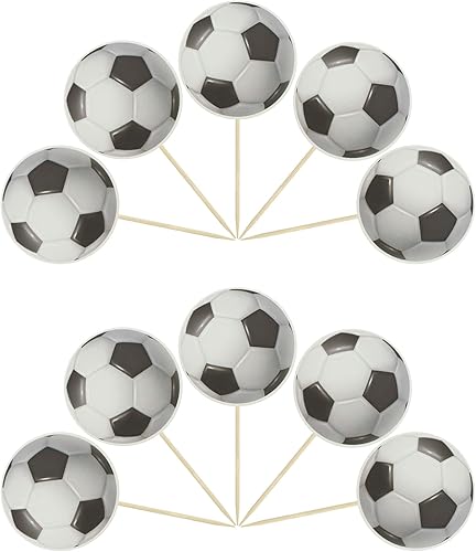 Miniatura 3 de Gyufise 36 piezas de balón de fútbol para cupcakes temáticos deportivos de fútbol para cupcakes de alimentos para pelotas deportivas, temática de