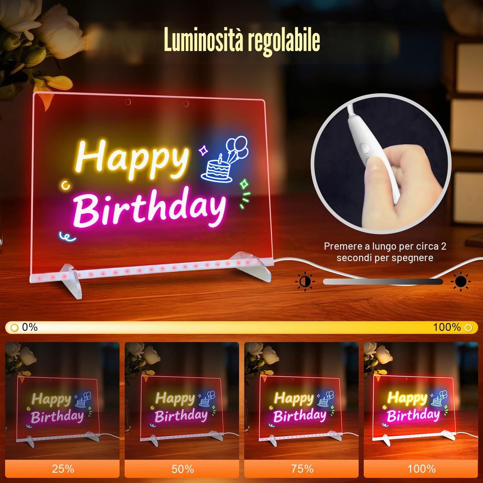 Ortizan Lavagna Luminosa per Disegnare, Lavagna Luminosa Bambini, 35x25 cm 13 modalità di luce, incluso adattatore, supporto e catena per appendere, Regalo Creativo per Fidanzata,Mamma,Papà Festività