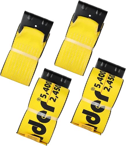 Autofonder 4" x30' Winch Straps with Flat Hook Flatbed Tie Downs Truck Straps 16200 lbs Load Capacity Cargo Control for Flatbeds, Trucks, Trailers, Farms, Rescues, Tree Saver, Yellow(4 Pack)