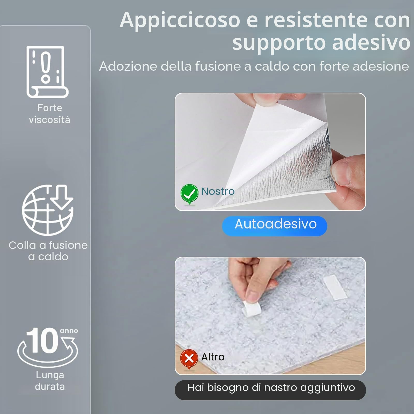 Adesivi per piastrelle, 10 pezzi, autoadesivi, da cucina, 30 x 60 cm, per cucina, bagno, camera da letto, soggiorno, TAWBK-001