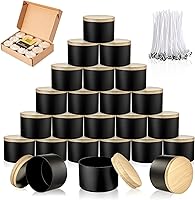 MGLIFEUL 12 Pack 4oz Black Metal Candle Tins with Lids & Free Wicks - Premium DIY Candle Jars for Gifts & Crafts
