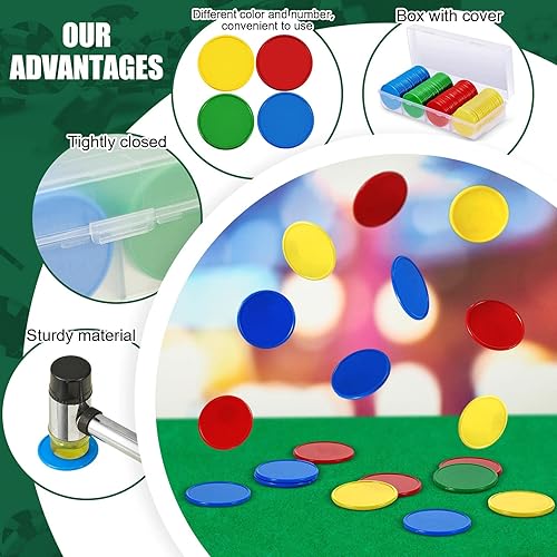 Miniatura 3 de Lewtemi Juego de 300 fichas de póquer de casino con caja de almacenamiento, fichas de bingo en blanco de plástico de 1.45 pulgadas, contadores de