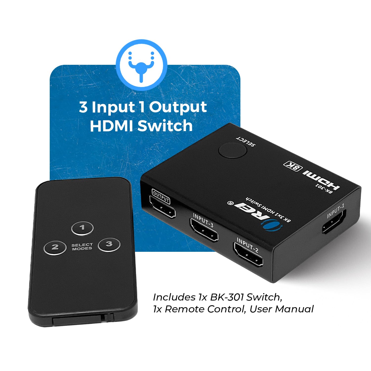 OREI Commutateur HDMI avec 4K@120Hz 4:4:4 / 8K@60Hz 4:2:0 - HDR10+, VRR, ALLM, QFT - Bande passante 48 Gbps - Switch HDMI avec télécommande - Parfait pour Les Jeux avec PS5/Xbox