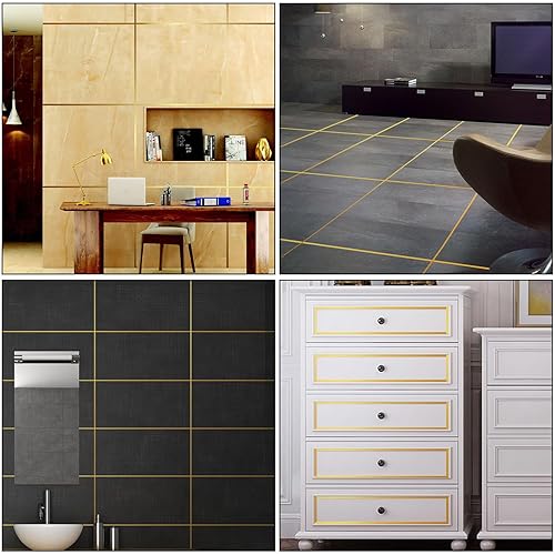 Miniatura 3 de KDNZYIM 2 rollos de cinta adhesiva dorada, cinta de película Mylar metálica, 15, 25 pulgadas x 164 pies, cinta de vinilo a rayas para detalles de