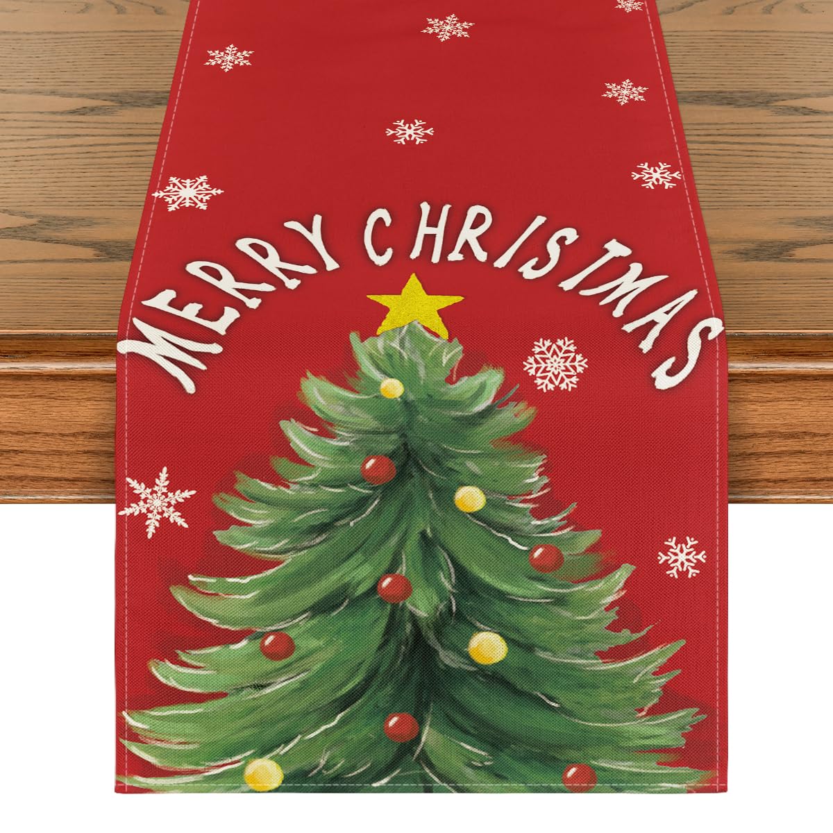 Artoid Mode Camino de Mesa Feliz Navidad Árbol de Navidad Rojo, Decoración de Invierno para Fiestas en la Mesa de la Cocina 40x140 cm