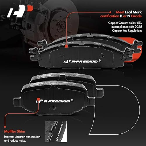 Miniatura 8 de A-Premium Kit de rotores de freno de disco sólido delanteros y traseros + pastillas de cerámica compatible con modelos seleccionados de Ford y