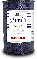 Circulo - Fio náutico, cordão impermeável premium 5 mm 100% polipropileno, 227 jardas, 499 g, grosso, especial para acessórios de moda, bolsa e decoração em crochê e cor macramê 2856 - azul marinho