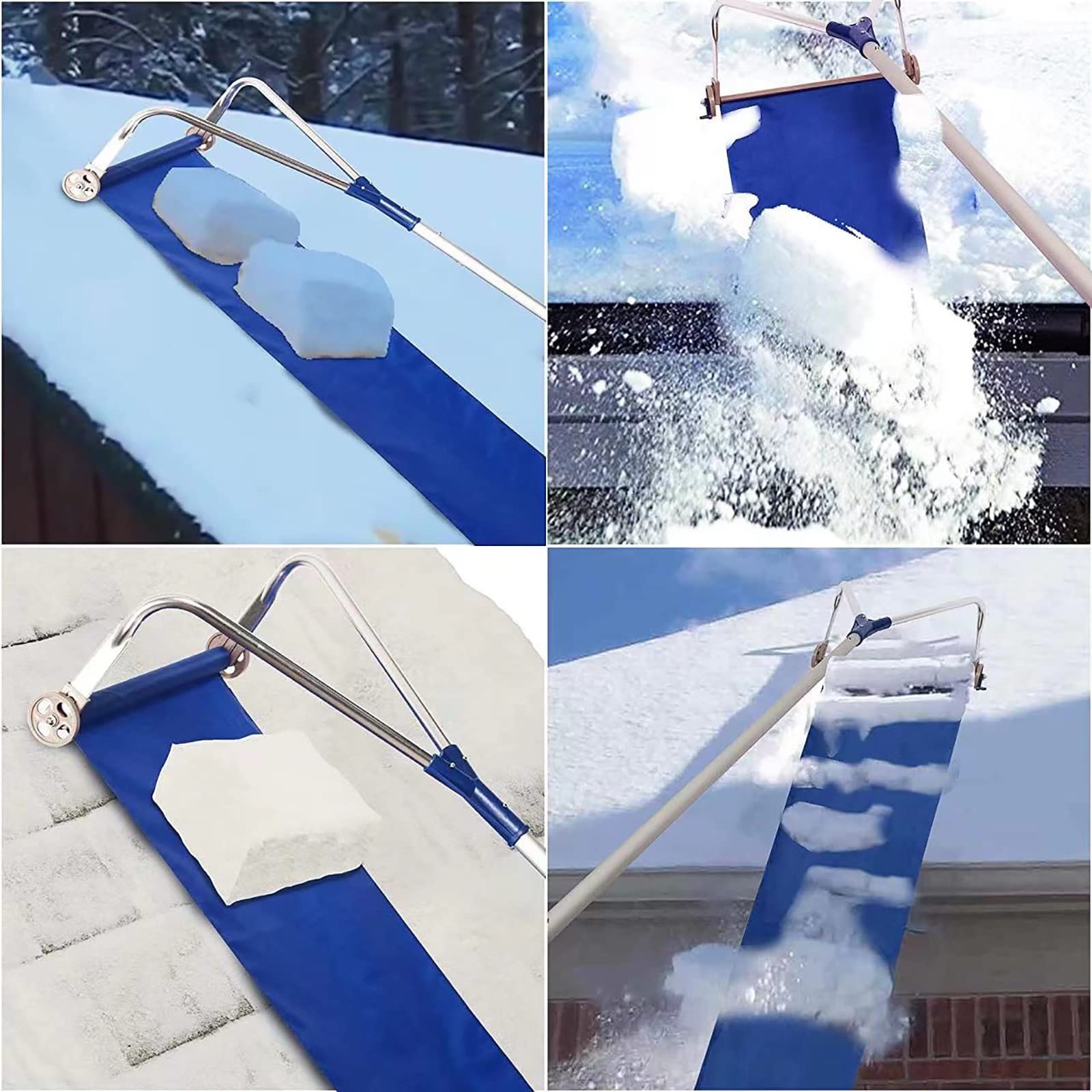 21 Fuß Schneedachrechen mit Gleitmaterial, Aluminium-Schneeschaufel-Dachrechen mit Rädern und verstellbarem verlängertem Griff, für Schindeldächer aus Zedernholz, Metalldächer, Ziegeldächer, Dächer