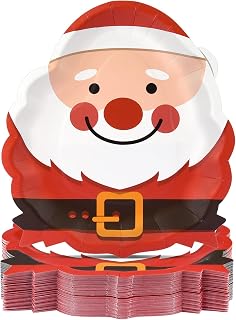 EPHYO 50 Count Christmas Paper Plates Santa Belly Belt Disposable Party Plates for Dessert Dinner Appetizer Salad Cake Cookies Merry Christmas Holiday Dinnerware Party Decoration Supplies