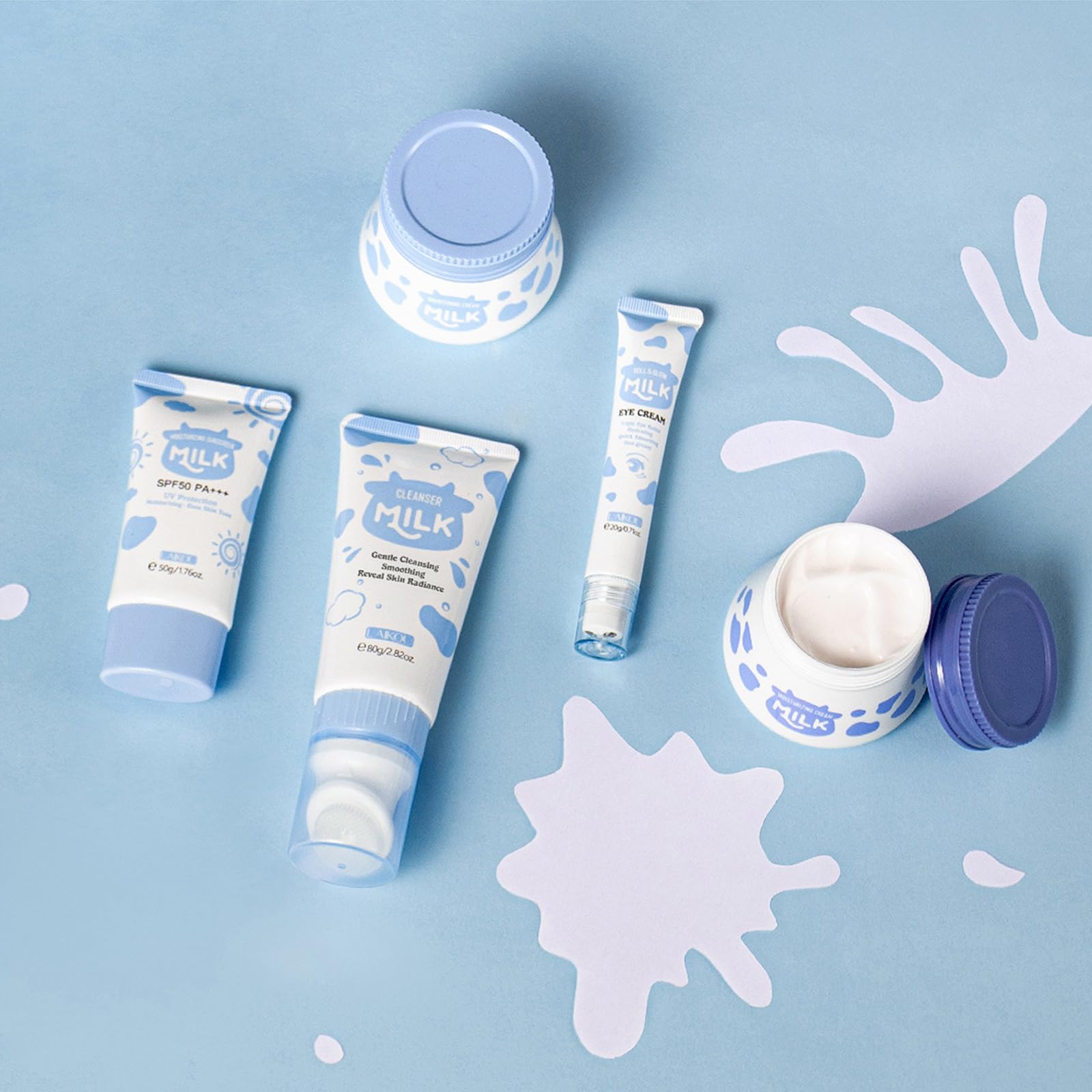 FEXPDL 7 Piece Milk Skin Care Sets & Kits Kids Skin Care Products Milk Protein Skincare Gifts for Teenage Girls Skincare Set including Cleanser - Image 2