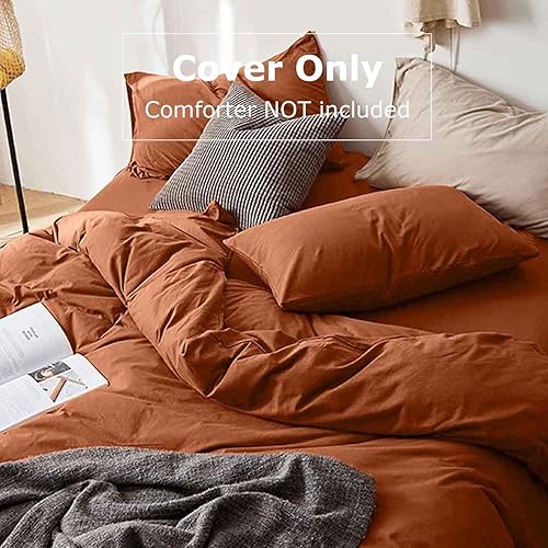 Miniatura 2 de KimLuxz Funda de Edredón Naranja Quemado Tamaño Queen 3 Piezas, Juego de Funda de Colcha Terracota Suave Boho - 1 Funda de Edredón Bohemia Óxido con