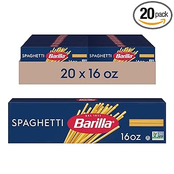 Barilla Spaghetti Pasta, 16 oz. Box (Pack of 20) - Non-GMO, Made with Durum Wheat Semolina - Kosher Certified