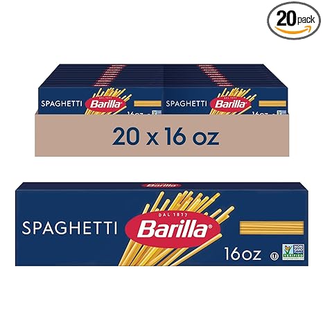 Barilla Spaghetti Pasta, 16 oz. Box (Pack of 20) - Non-GMO, Made with Durum Wheat Semolina - Kosher Certified