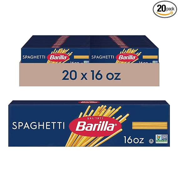 Barilla Spaghetti Pasta, 16 oz. Box (Pack of 20) - Non-GMO, Made with Durum Wheat Semolina - Kosher Certified