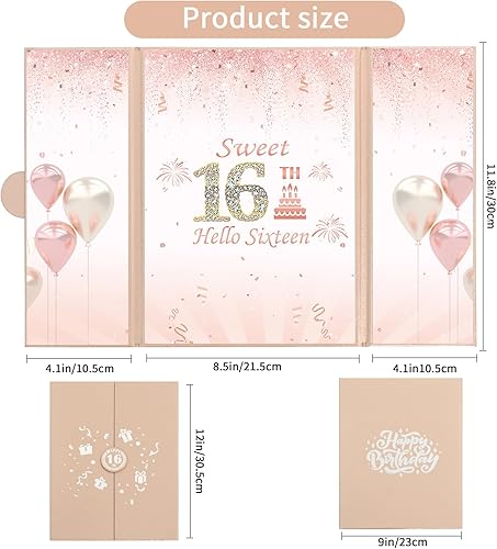 Miniatura 2 de Vuzvuv Decoraciones de fiesta de cumpleaños número 16 de oro rosa para hombres y mujeres, libro de invitados de feliz cumpleaños de 16 x 12