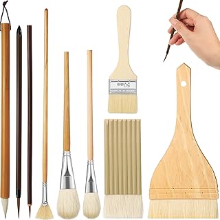 Geelin Keramikpinsel-Set für Glasur, Verschiedene Formen für Keramik, Acryl, Aquarell, Wolle, Borsten, Malerpinsel-Sets für Malerei, Künstler, Felsen, Erwachsene, 9-teilig