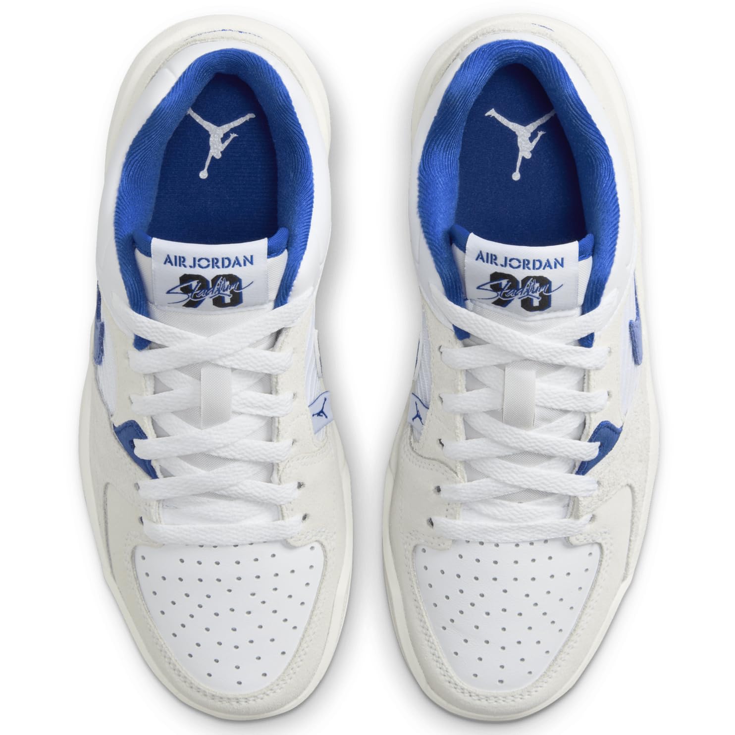 NIKE Jordan Stadium 90 Big Kids' Shoes (DX4399-104, White/Black/Sail/Game Royal) Size 7
