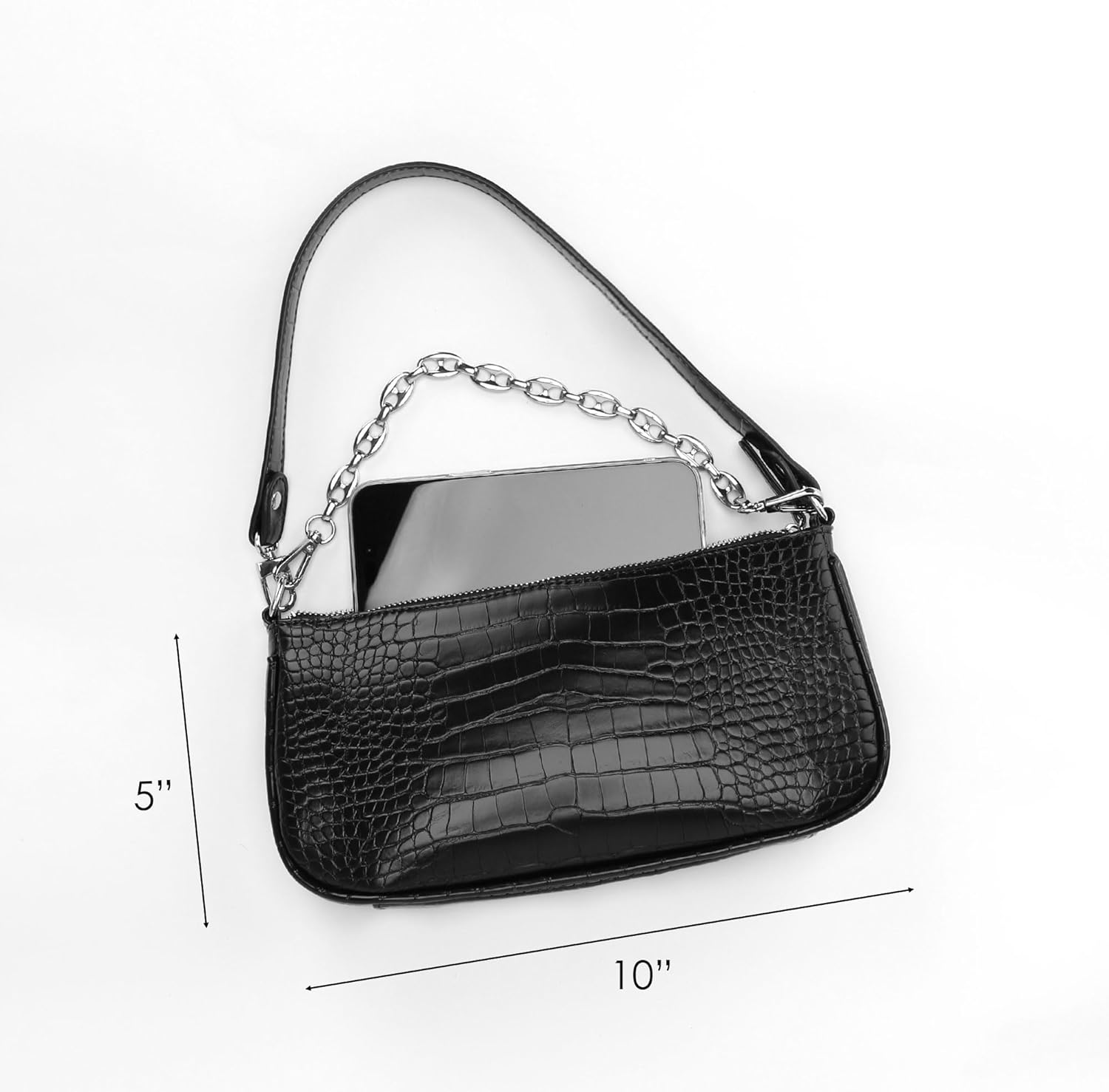 Handbag with Chain Strap Faux Leather Classic Clutch Bag Small Shoulder Purse、 - Image 6