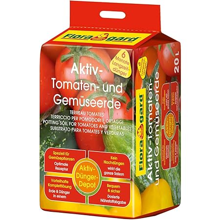 Floragard Aktiv-Tomaten-und Gemüseerde 20 Liter Blumenerde, erdfarben