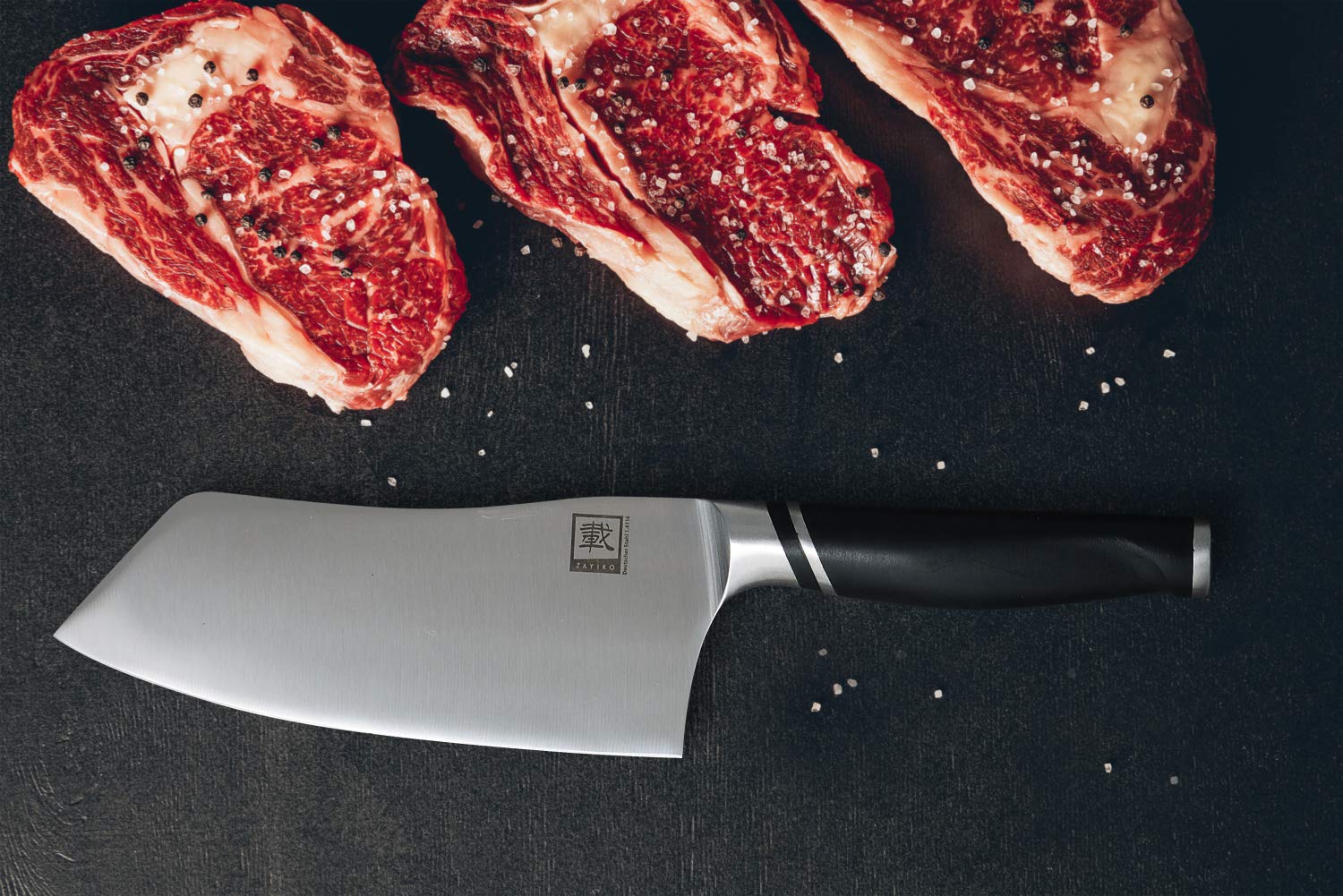 zayiko NAMI Chai Dao chinesisches Kochmesser 32 cm Länge mit 18,5 cm Klinge aus deutschem Edelstahl und ergonomischen Griff aus ABS, Vielseitiges Profi-Küchenmesser, Chefmesser, scharfes Kochmesser
