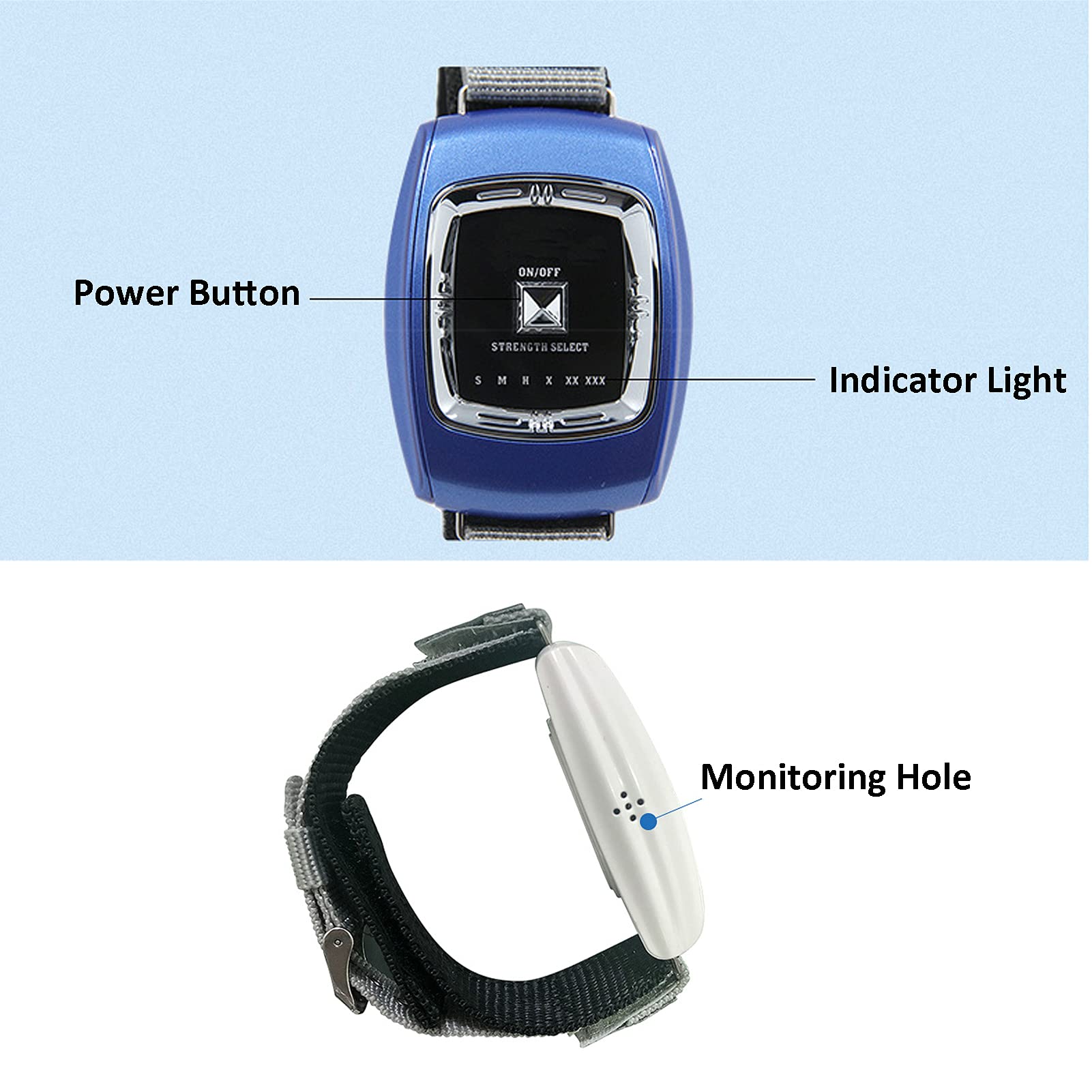 Dispositivo Antirronquidos,Pare el Ronquido Reloj de Pulsera para Anti-Ronquidos,Inteligente Dispositivos de solución de ronquidos de Ayuda, 3 Modos y 6 Marchas,USB Recargable,Azul