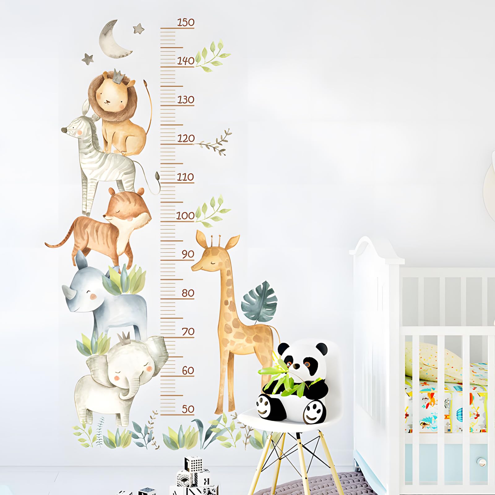 Toise de mesure pour enfants - Sticker mural pour chambre d'enfant - Motif animaux de la forêt - Cadeau de croissance pour garçons et filles - Échelle de 50 à 150 cm (animaux de la jungle)