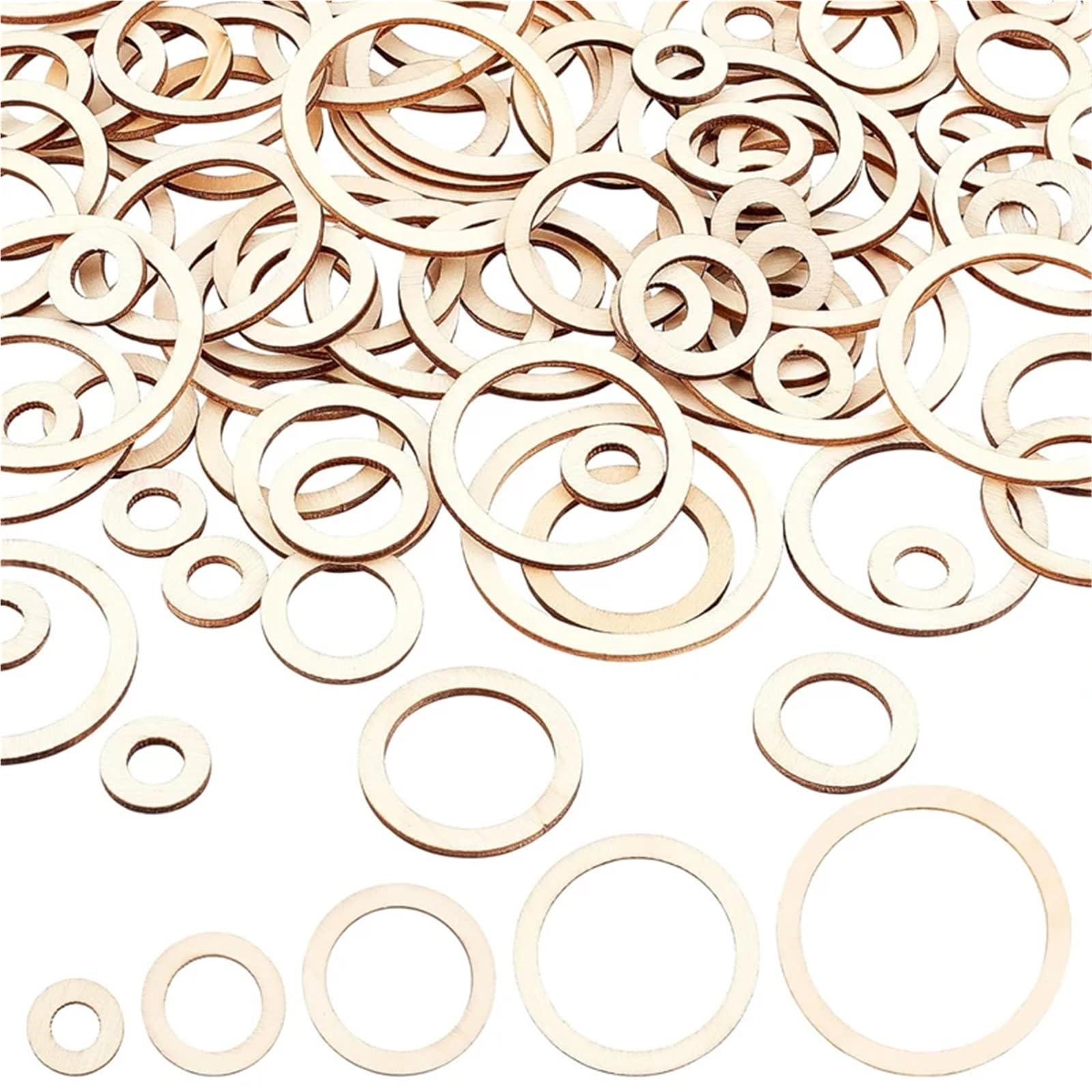 Rodajas De Madera Anillos de madera sin terminar 4 a 15 cm, círculos planos, adorno circular for manualidades y fabricación joyas(Without hole,50pcs 125mm)
