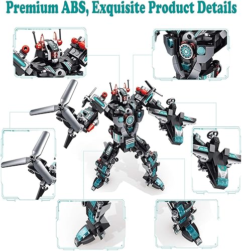 Miniatura 5 de MOONTOY Juego de 577 juguetes de construcción de robot STEM 25 en 1, bloques de construcción, ladrillos, vehículos de construcción, regalos