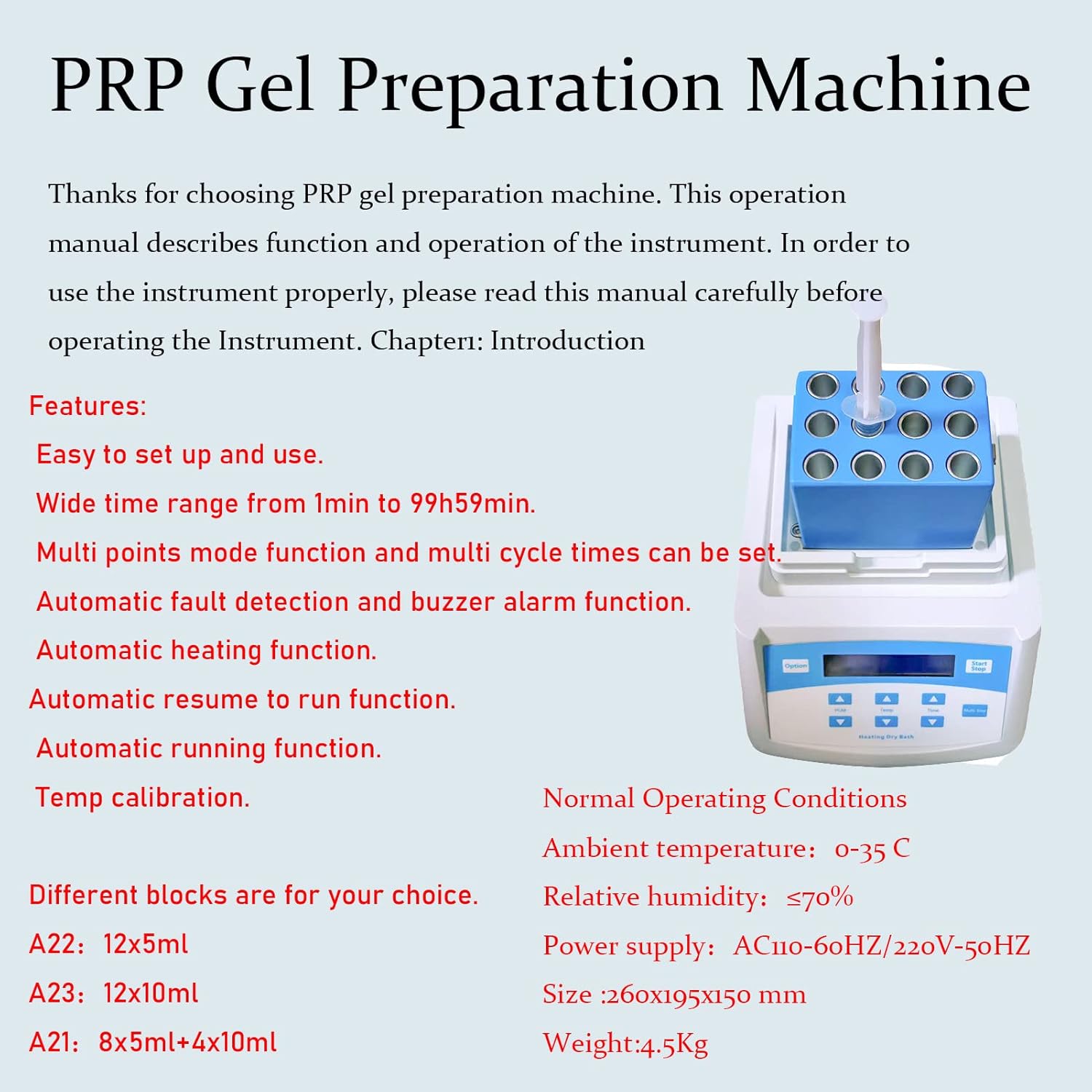Face Filling Plasma Gel Machine for PRP PPP Gel Biofiller Treatment for 5/10ml Syringe Beauty Plasma Gel Heating Machine,Heater-10mlx12holes