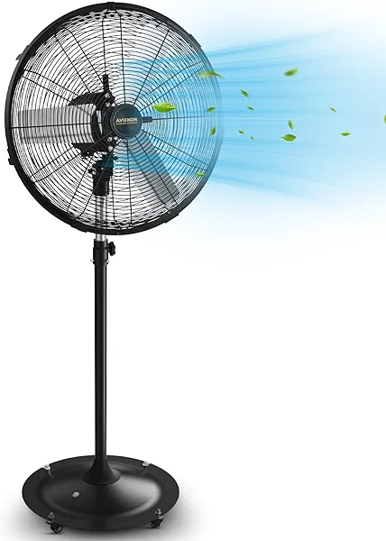 24'' Outdoor Pedestal Fan, 4 Speed Oscillating Pedestal Fan with All Sealed Brushless DC Motor, Outdoor Fans for Patios Waterproof, Heavy Duty Industrial Fan for Commercial, Garage, Warehouse, Factory