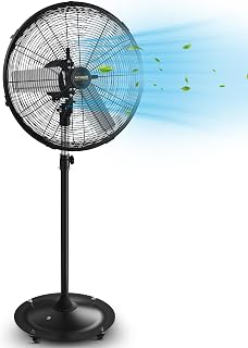 24'' Outdoor Pedestal Fan, 4 Speed Oscillating Pedestal Fan with All Sealed Brushless DC Motor, Outdoor Fans for Patios Waterproof, Heavy Duty Industrial Fan for Commercial, Garage, Warehouse, Factory