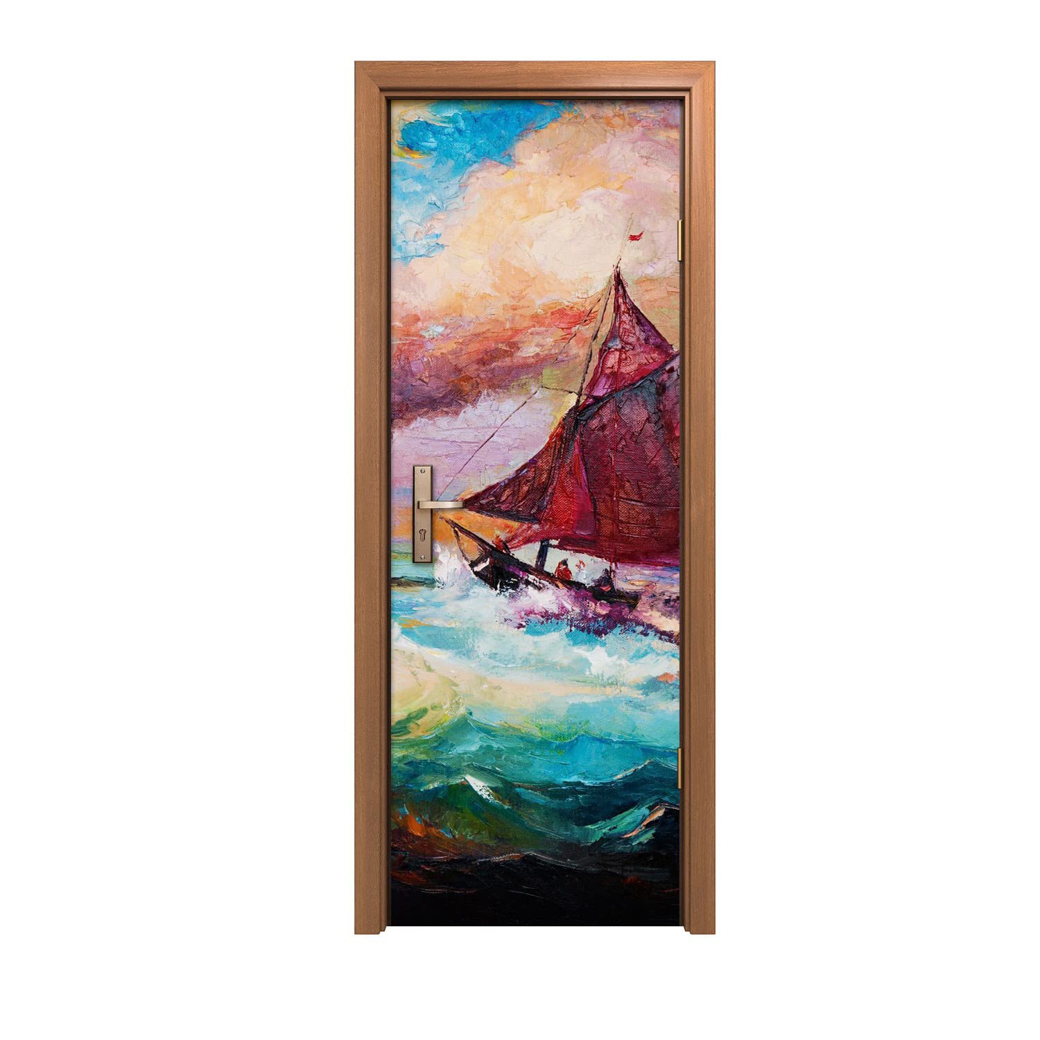 Autocollant de porte vagues de navires pour masquer les imperfections de porte