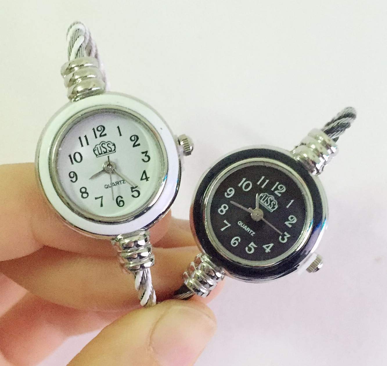 Orologio da polso da donna e ragazza, 2 tonalità, oro e argento, classico, con cinturino intrecciato