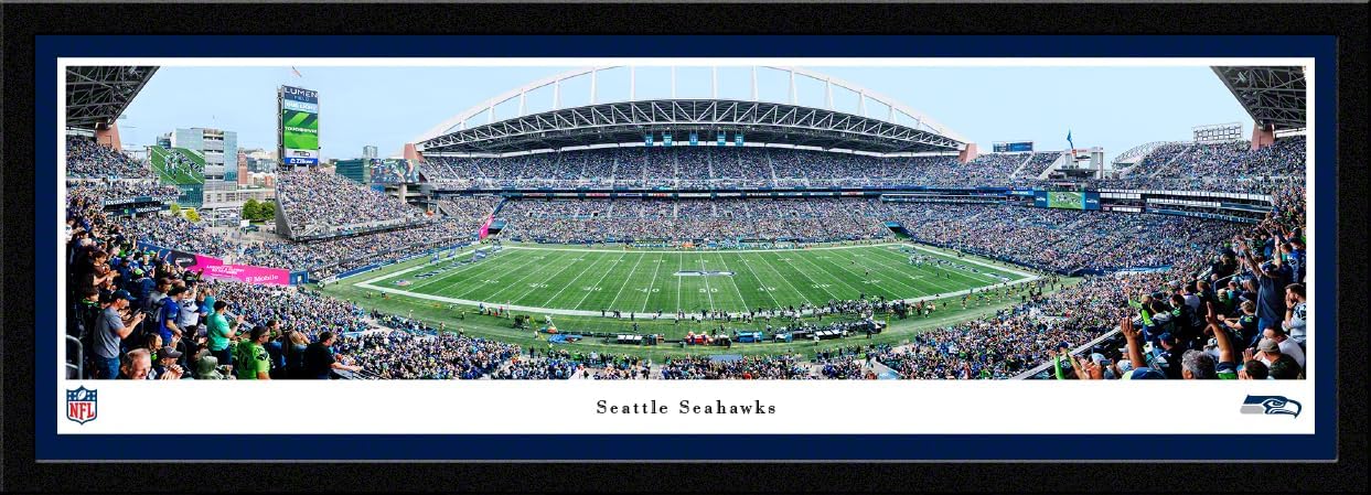 Seattle Seahawks - Standard Framed Print by Blakeway Panoramas (40.25"W x 13.75"H)