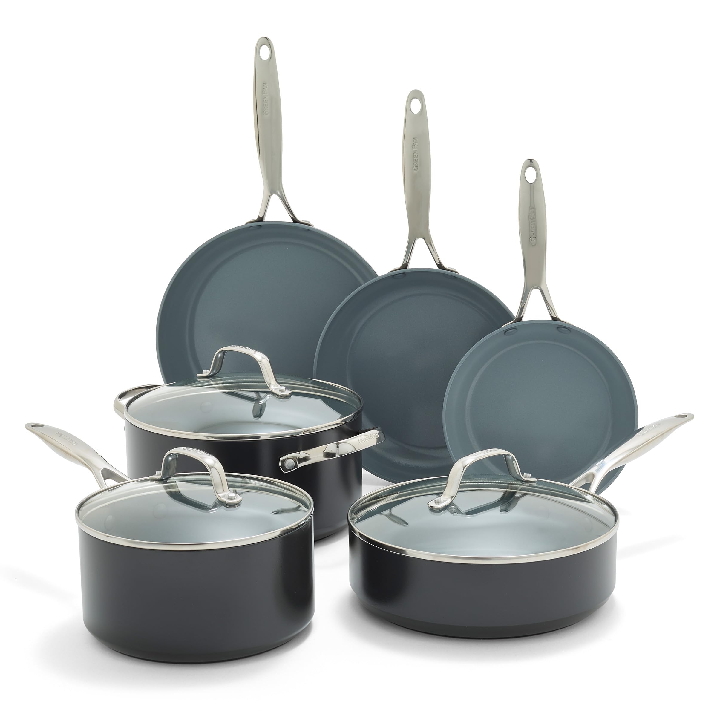 GreenPan Valencia Pro 9 Piece Cookware Set Ceramic Nonstick Pots &amp; Pans