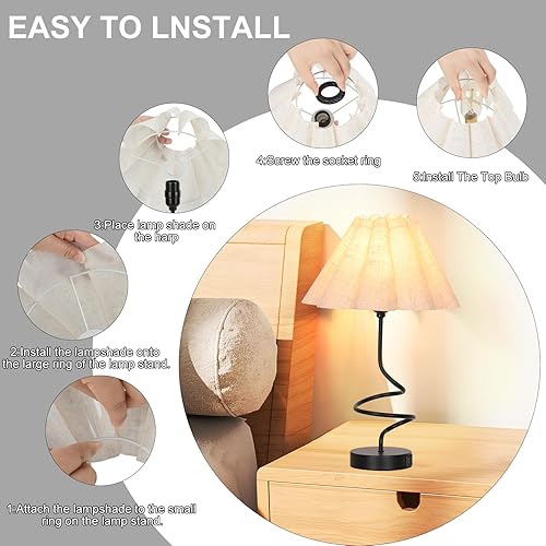 Miniatura 5 de Lámparas de mesa modernas, 3 vías regulables con control táctil minimalista para mesita de noche con puertos de carga USB A+C, lámpara de mesa