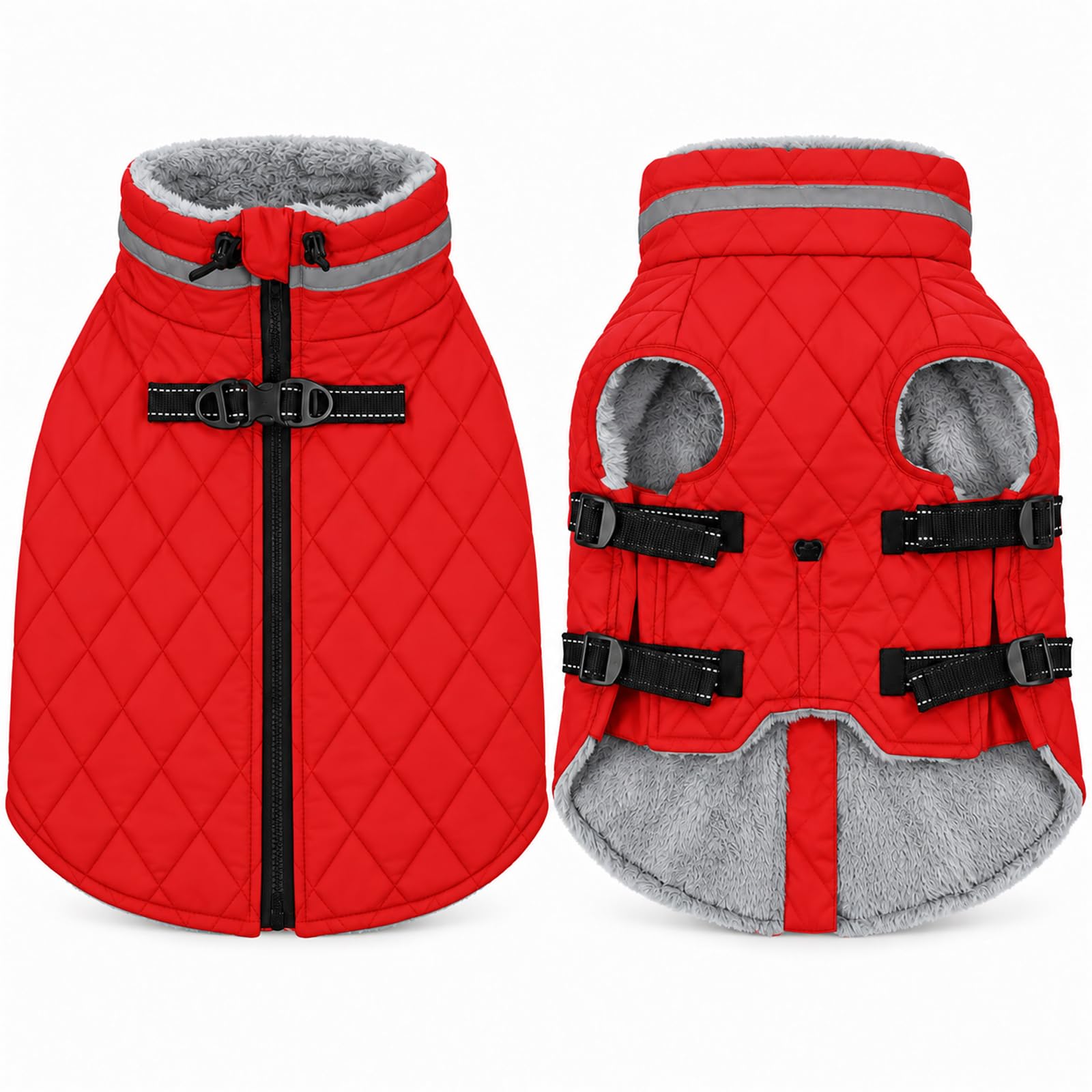 babepet Waterproof Dog Coat with Harness Fleece Lined Dog Winter Jacket