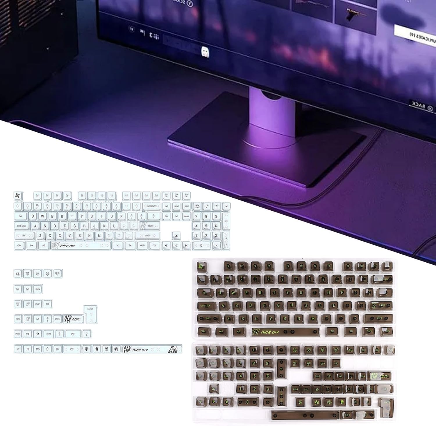 141Key Keycaps for 61 68 75 84 98 Keyboard Keycap Set with Sublimation Printing Comfort Touch MDA Profile Keycaps