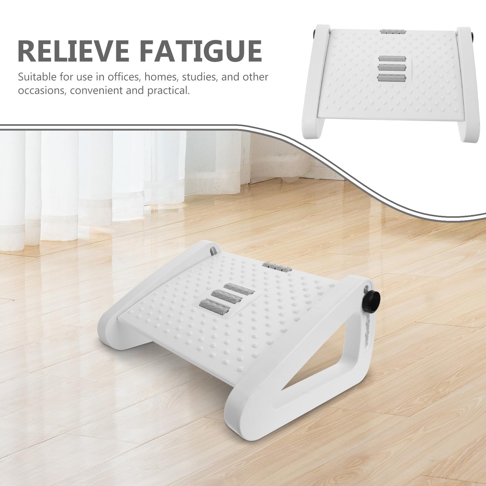 CALLARON Reposapiés Ajustable Función de Masaje y Soporte Ergonómico para Oficina, Taburete de Plástico para Uso bajo Escritorio