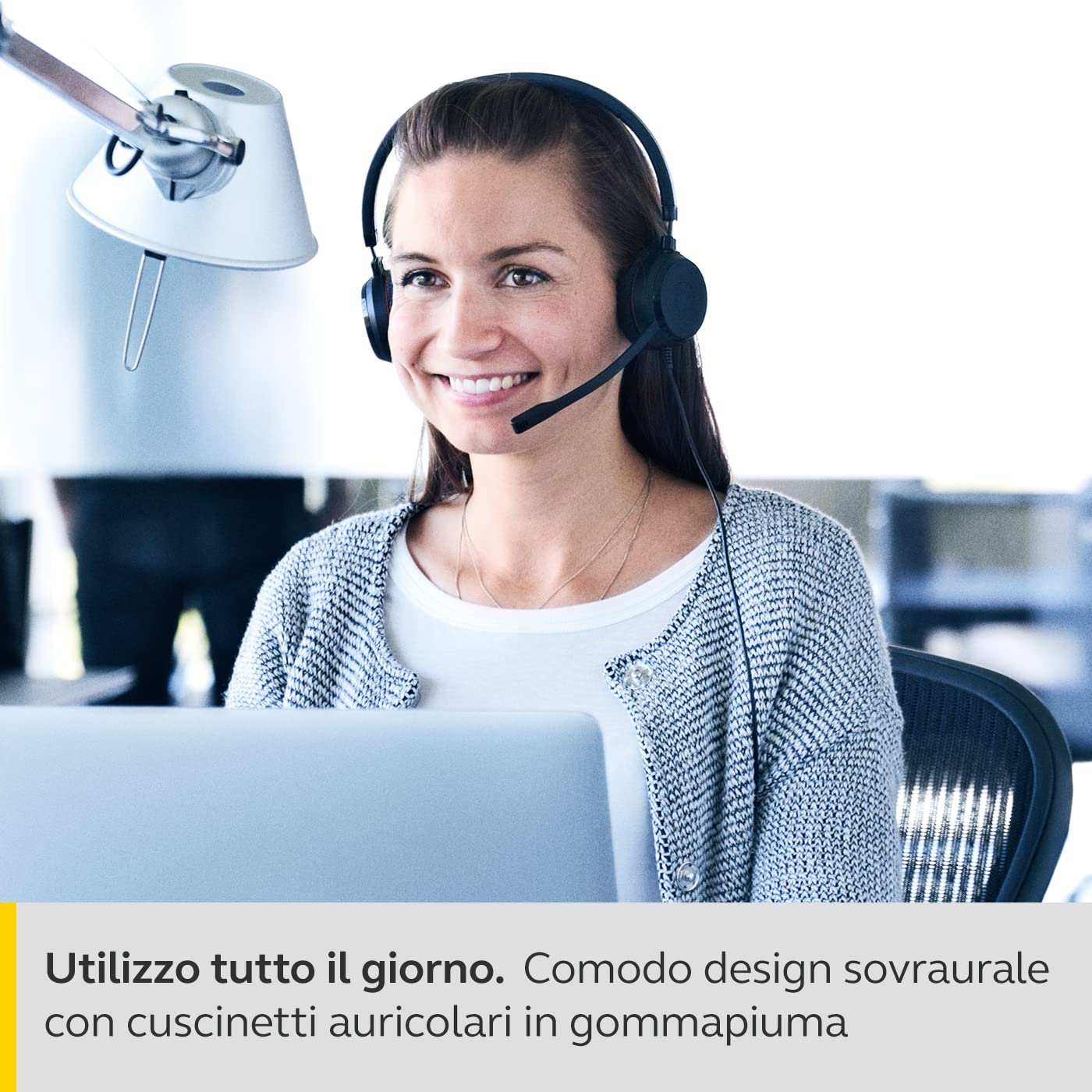 Jabra Evolve 20 UC Cuffie Stereo Cuffie certificate per UC, softphone VoIP e con funzione passiva Noise Cancelling Cavo USB con controller Nero