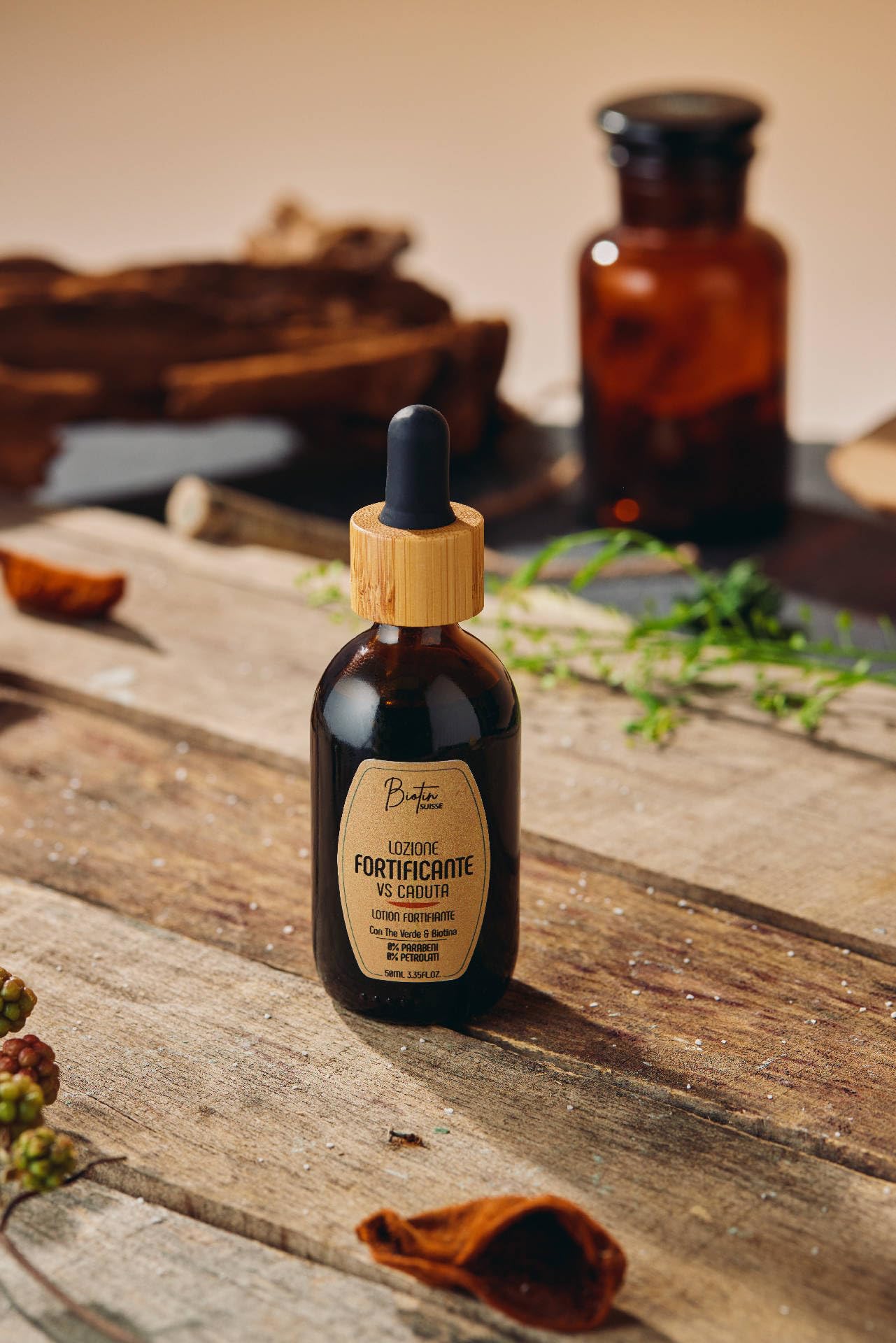 Lozione Fortificante vs caduta | Con Biotina e Tè Verde | Stimola la crescita, rinforza la fibra capillare, azione antiossidante | 50ml