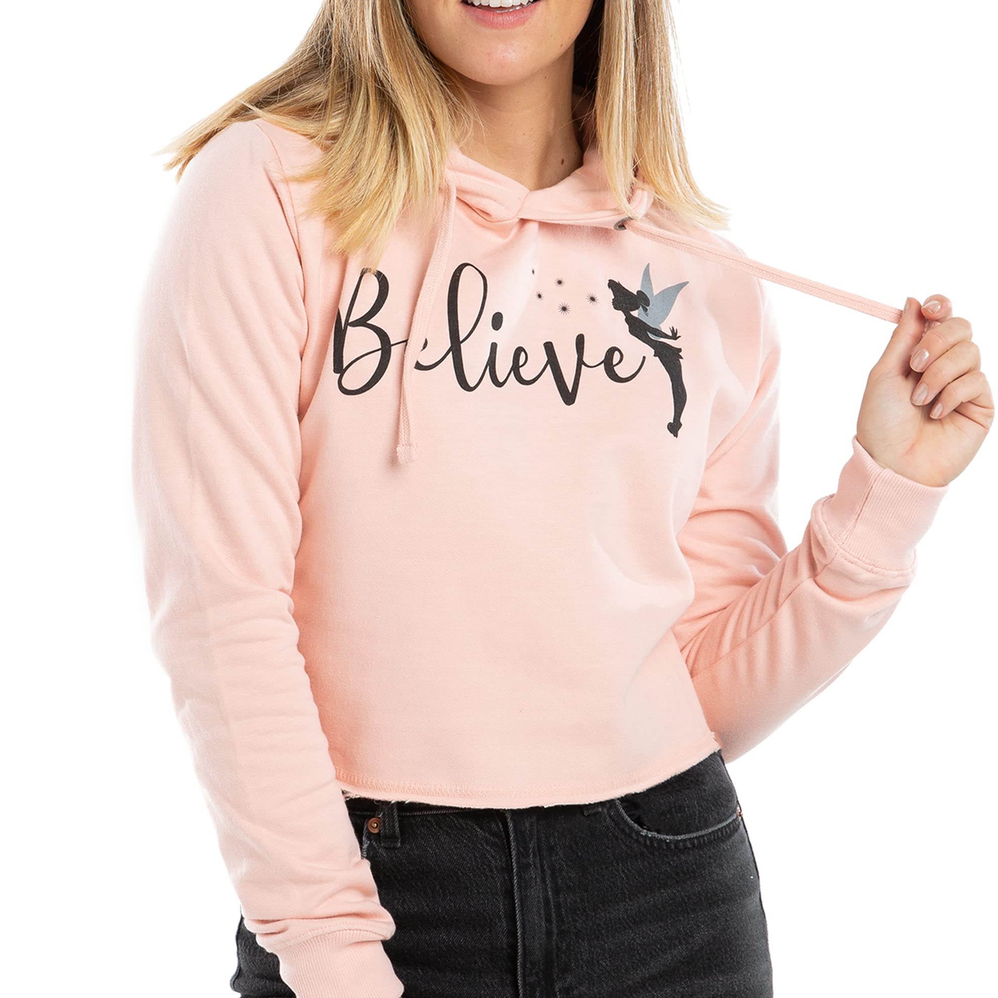Cotton Soul Disney Tinkerbell Believe In Fairies Womens Cropped Hoodie