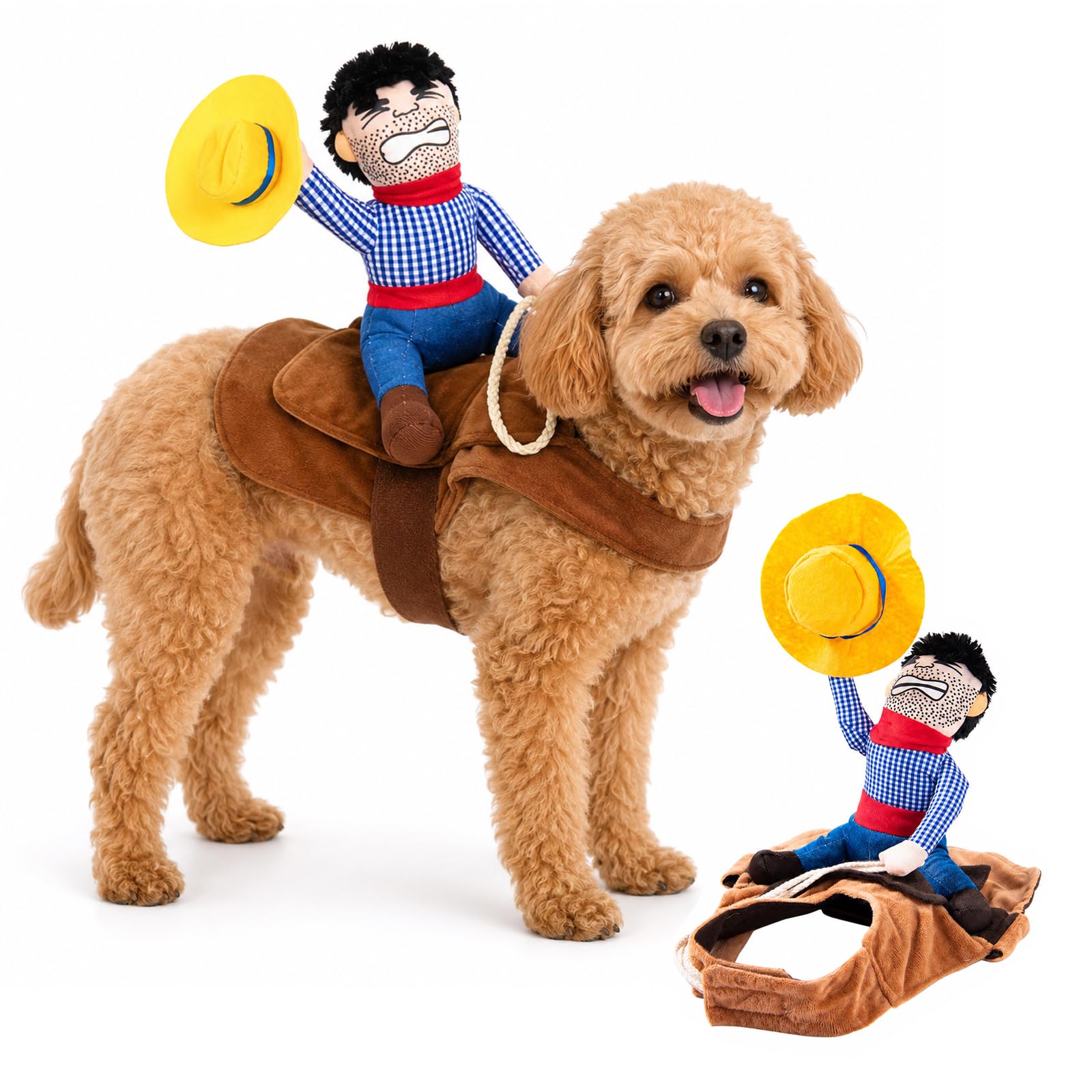 Dog Costumes, Pet Costumes Dog Costumes Funny Dog Costume Cowboy Rider Dog Costume, Halloween Suit Cowboy Rider Style Dogs Outfits for Small Medium Large Dogs (L)