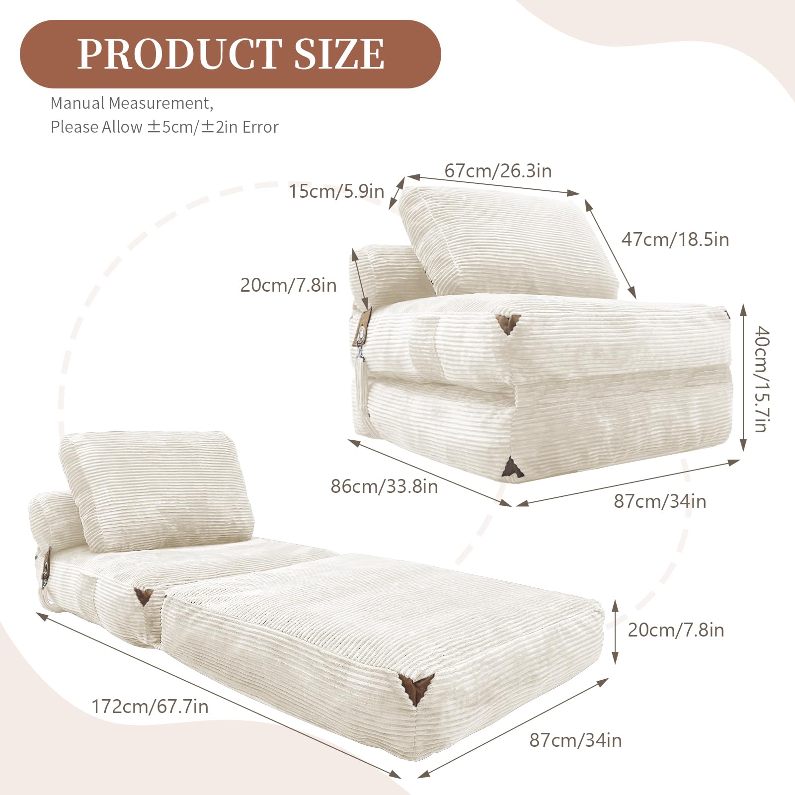 Divano Singolo in Flanella con Contenitore, Soggiorno, Bianco, 87x86x40 cm