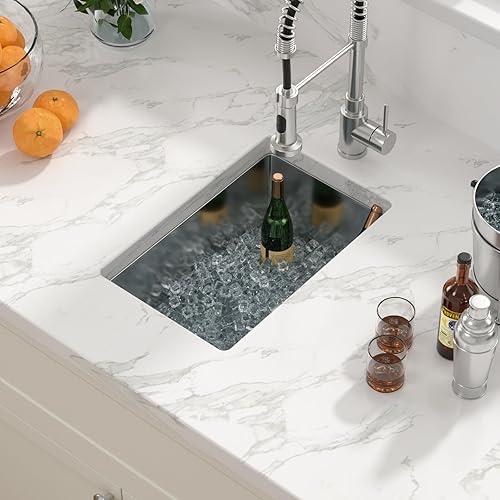 Miniatura 2 de Sarlai Fregadero de cocina empotrado de 30 pulgadas, acero inoxidable de 30 pulgadas, fregadero de un solo cuenco de calibre 16, 30 x 18 pulgadas,